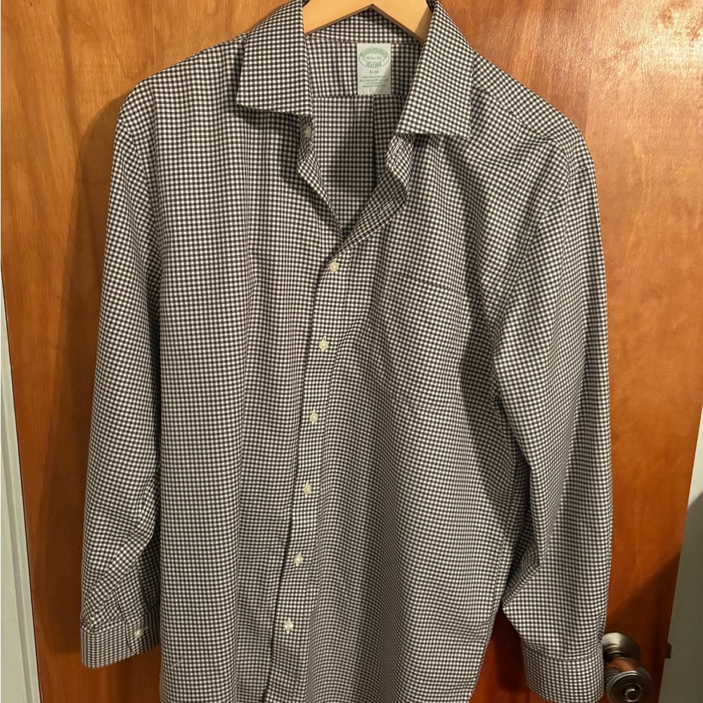 Brooks Brothers stretch supima cotton non-iron English spread collar, slim